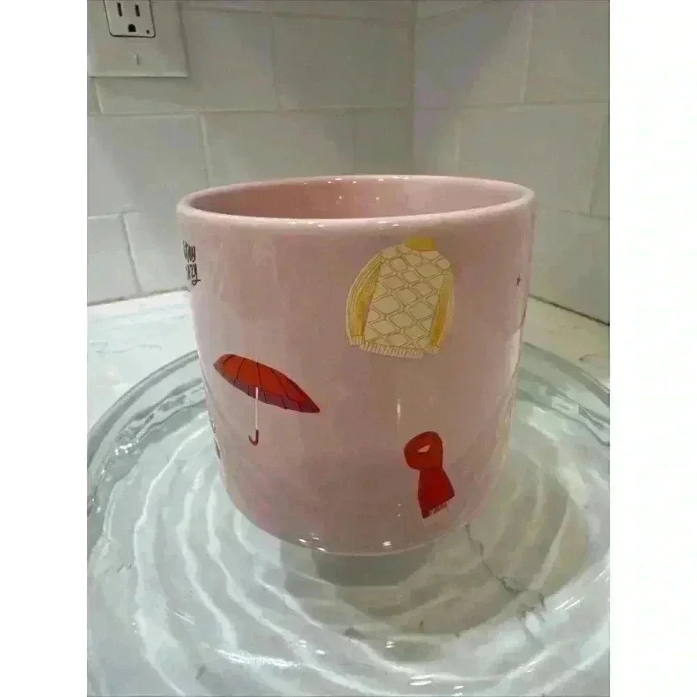 Starbucks Pink Ceramic Mug 12oz Fall Sweater Weather Drink Cup.